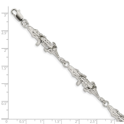 925 Sterling Silver 11mm Alligator Bracelet 7 inch