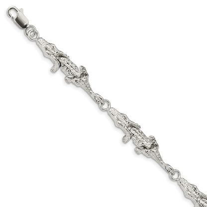 925 Sterling Silver 11mm Alligator Bracelet 7 inch
