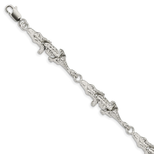 925 Sterling Silver 11mm Alligator Bracelet 7 inch
