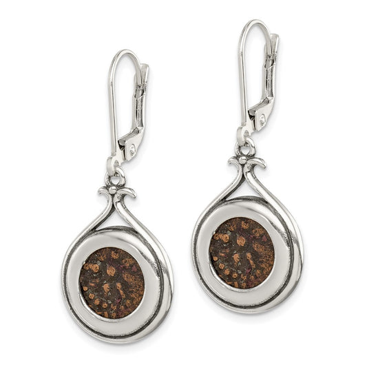 Sterling Silver and Bronze Antiqued Widow's Mite Coin Dangle Earrings