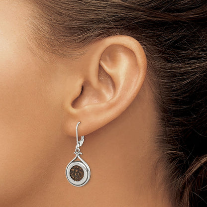 Sterling Silver and Bronze Antiqued Widow's Mite Coin Dangle Earrings