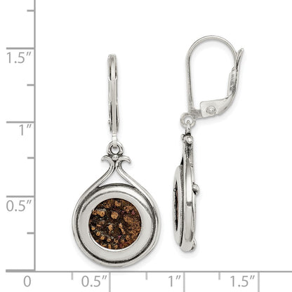 Sterling Silver and Bronze Antiqued Widow's Mite Coin Dangle Earrings