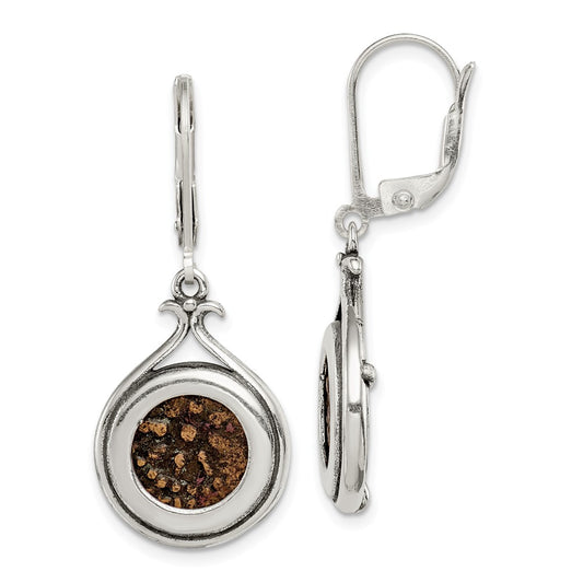 Sterling Silver and Bronze Antiqued Widow's Mite Coin Dangle Earrings