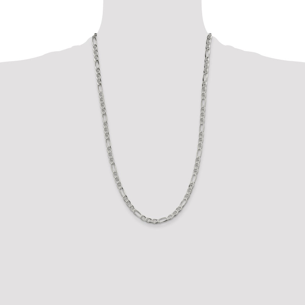 Sterling Silver 4.5mm Figaro Anchor Chain Necklace
