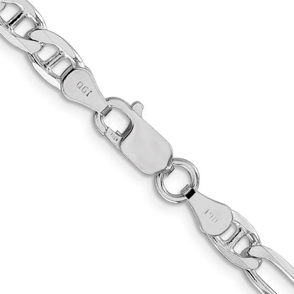 Sterling Silver Rhodium-plated 5.5mm Figaro Anchor Chain Necklace 18"