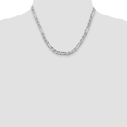 Sterling Silver Rhodium-plated 5.5mm Figaro Anchor Chain Necklace 18"