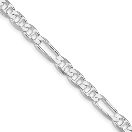 Sterling Silver Rhodium-plated 5.5mm Figaro Anchor Chain Necklace 18"