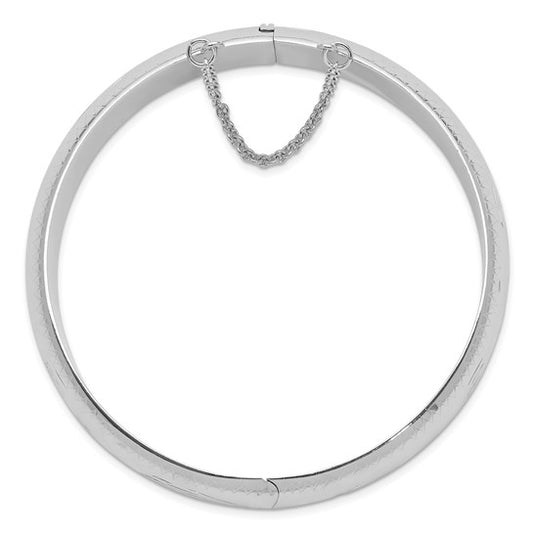 Sterling Silver Diamond-Cut 15mm Fancy Hinged Bangle Bracelet