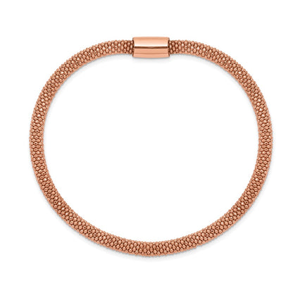 925 Sterling Silver 4.2mm Rose-tone Fancy Chain Magnetic Clasp Bracelet 7.5 inch