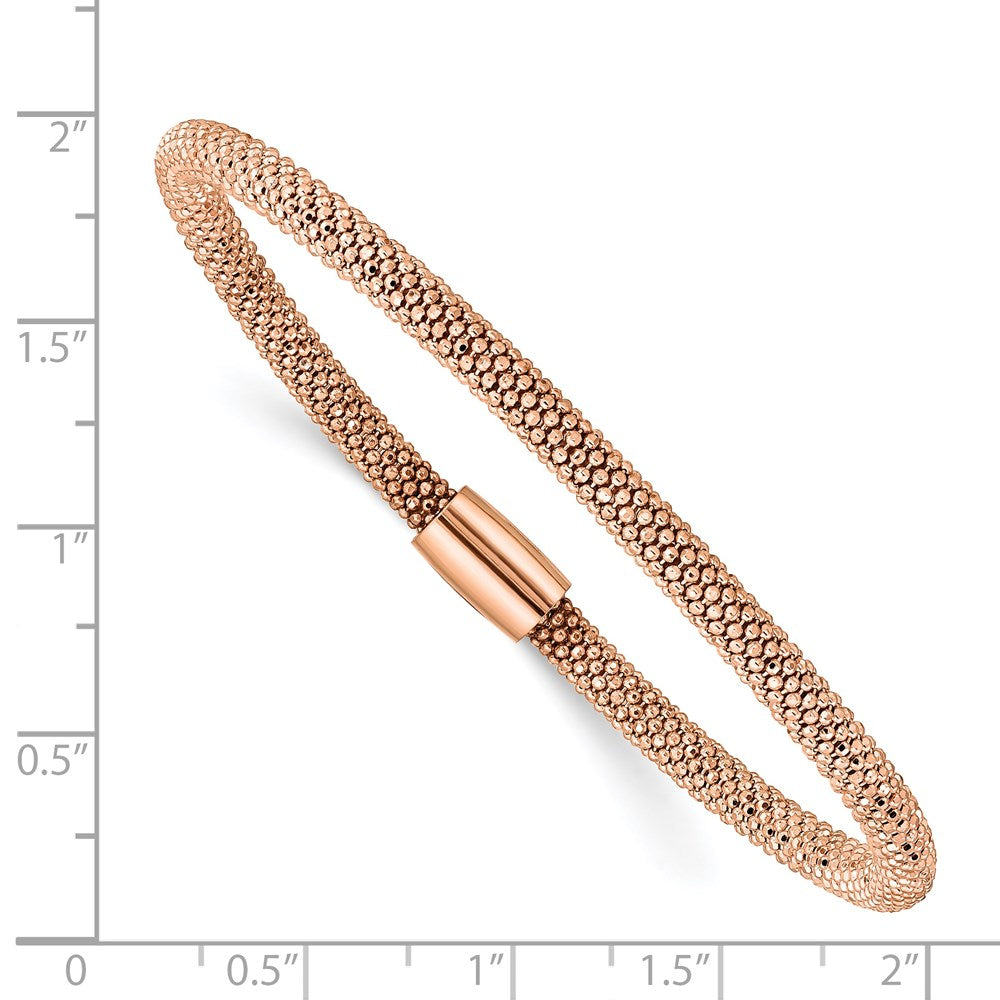 925 Sterling Silver 4.2mm Rose-tone Fancy Chain Magnetic Clasp Bracelet 7.5 inch