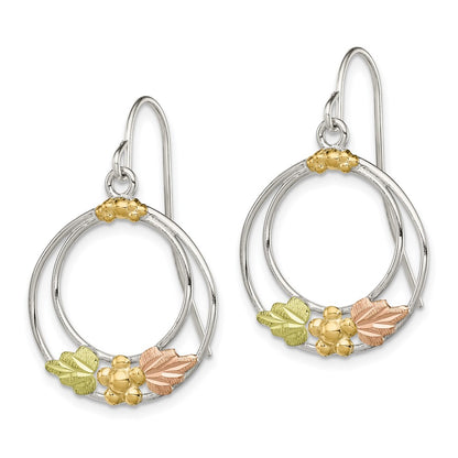 Sterling Silver 12K Gold Accents Shepherd Hook Dangle Earrings