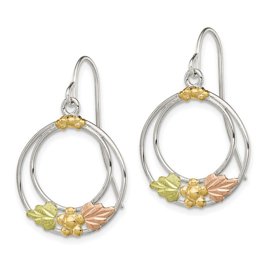 Sterling Silver 12K Gold Accents Shepherd Hook Dangle Earrings