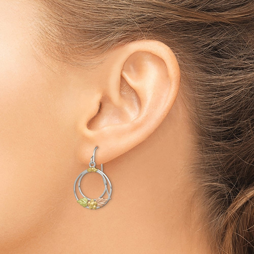 Sterling Silver 12K Gold Accents Shepherd Hook Dangle Earrings