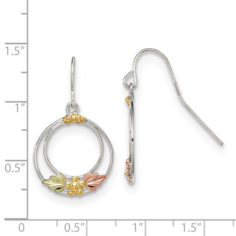Sterling Silver 12K Gold Accents Shepherd Hook Dangle Earrings