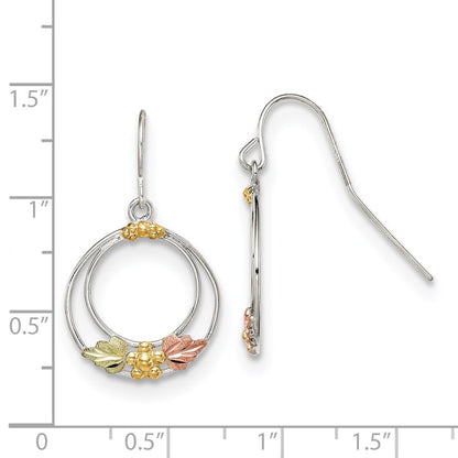 Sterling Silver 12K Gold Accents Shepherd Hook Dangle Earrings