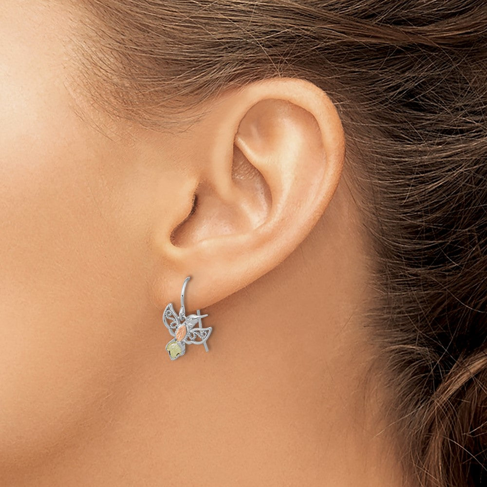 Sterling Silver 12K Accents Hummingbird Dangle Earrings