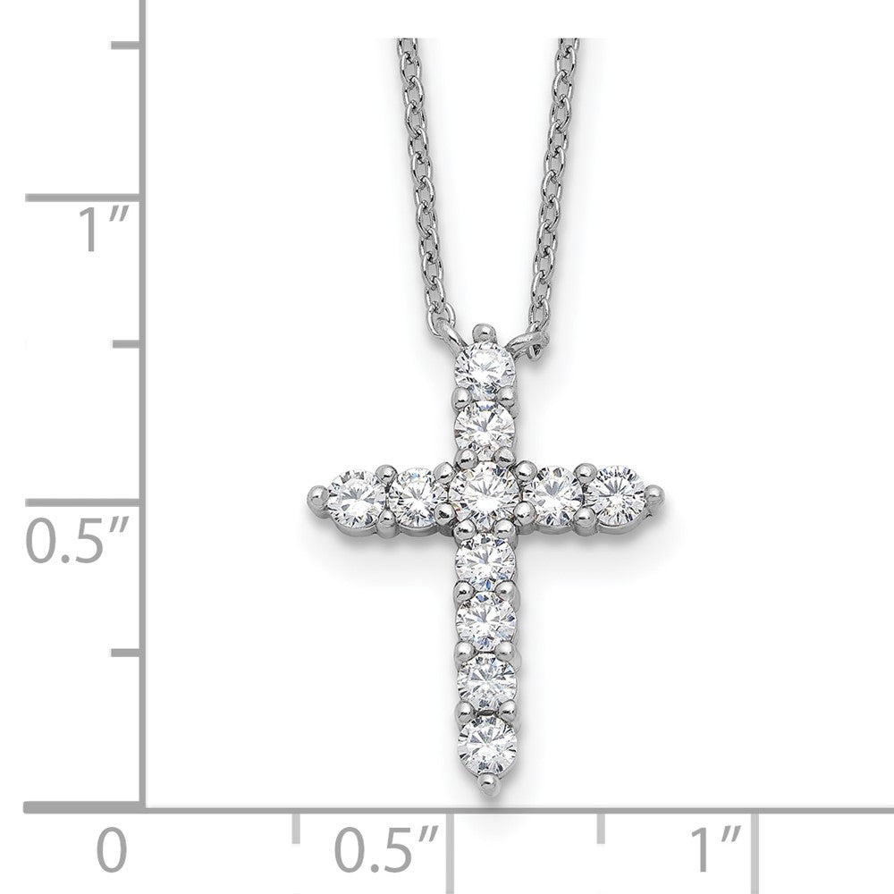 Sterling Silver Cubic Zirconia Birthstone Cross Necklace 17"