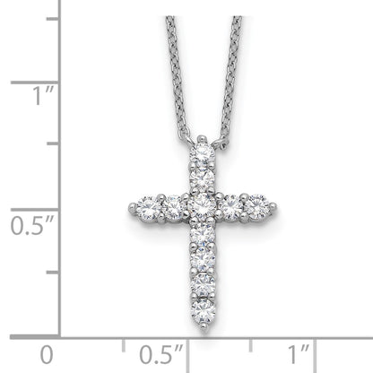 Sterling Silver Cubic Zirconia Birthstone Cross Necklace 17"