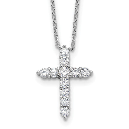 Sterling Silver Cubic Zirconia Birthstone Cross Necklace 17"