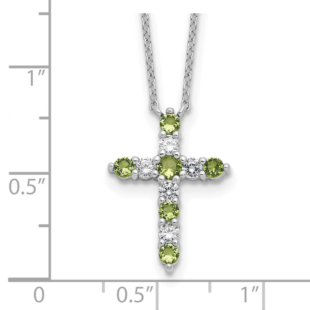 Sterling Silver Cubic Zirconia Birthstone Cross Necklace 17"