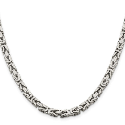 Sterling Silver 5mm Byzantine Chain Necklace