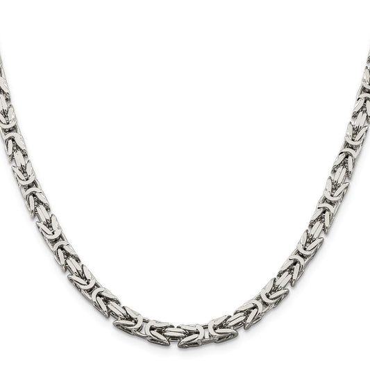 Sterling Silver 5mm Byzantine Chain Necklace