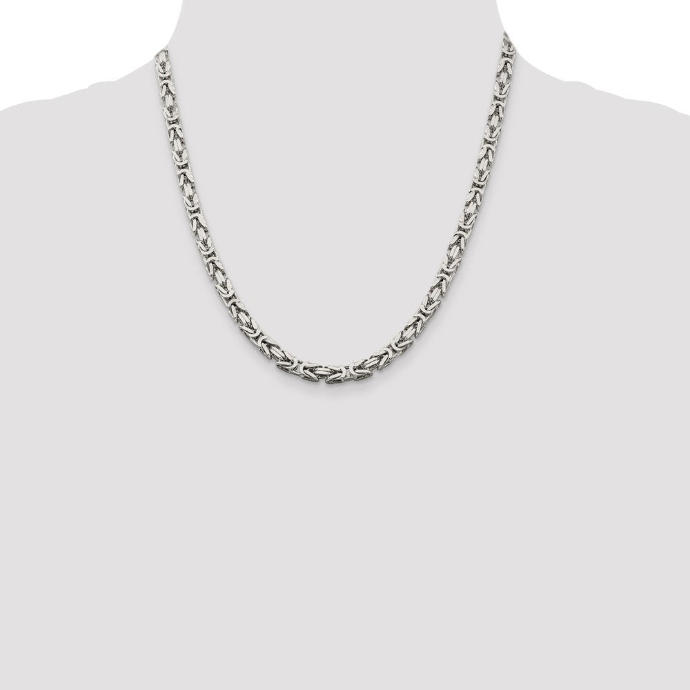 Sterling Silver 5mm Byzantine Chain Necklace