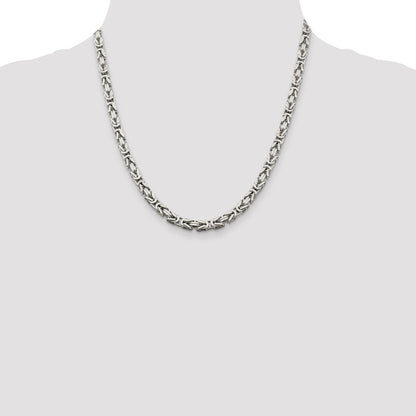Sterling Silver 5mm Byzantine Chain Necklace