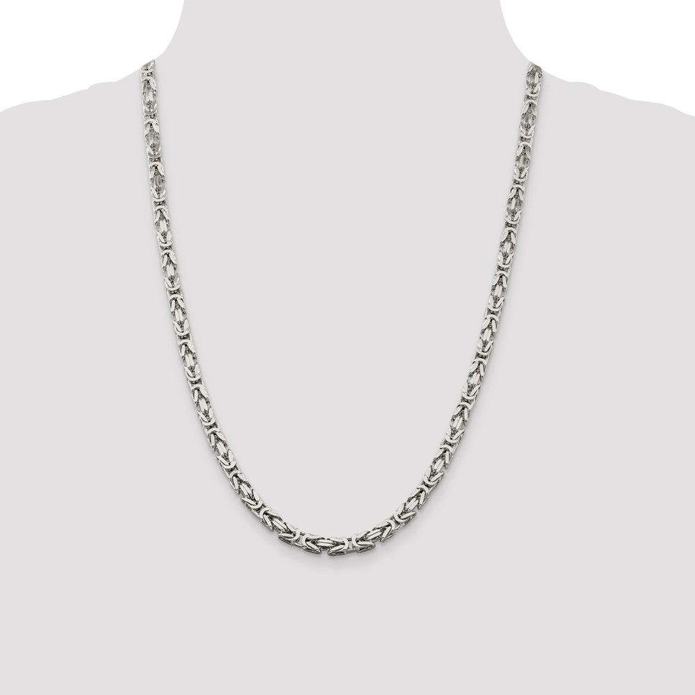 Sterling Silver 5mm Byzantine Chain Necklace