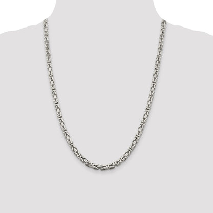 Sterling Silver 5mm Byzantine Chain Necklace