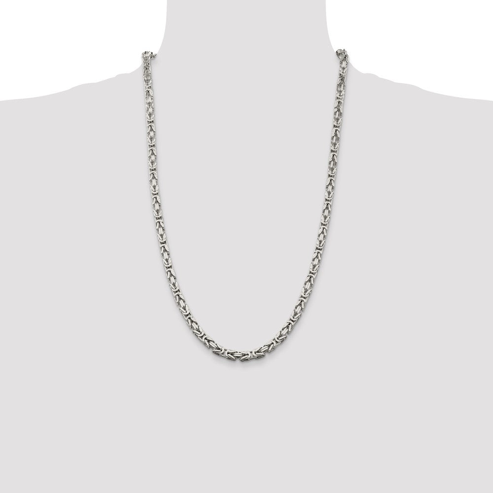 Sterling Silver 5mm Byzantine Chain Necklace