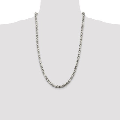 Sterling Silver 5mm Byzantine Chain Necklace