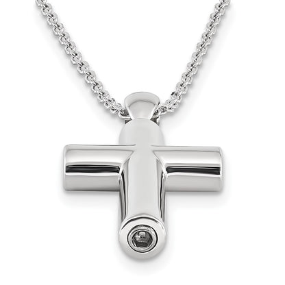 Sterling Silver Cross Ash Holder Necklace 18"