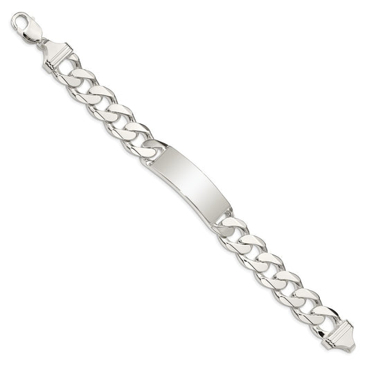 925 Sterling Silver 14mm Curb Link ID Bracelet 8.5 inch