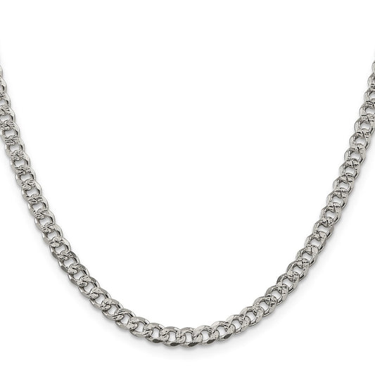 Sterling Silver 4.5mm Pav‚ Curb Chain Necklace