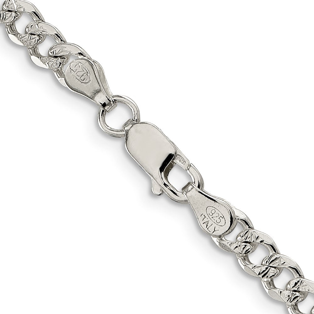 Sterling Silver 4.5mm Pav‚ Curb Chain Necklace