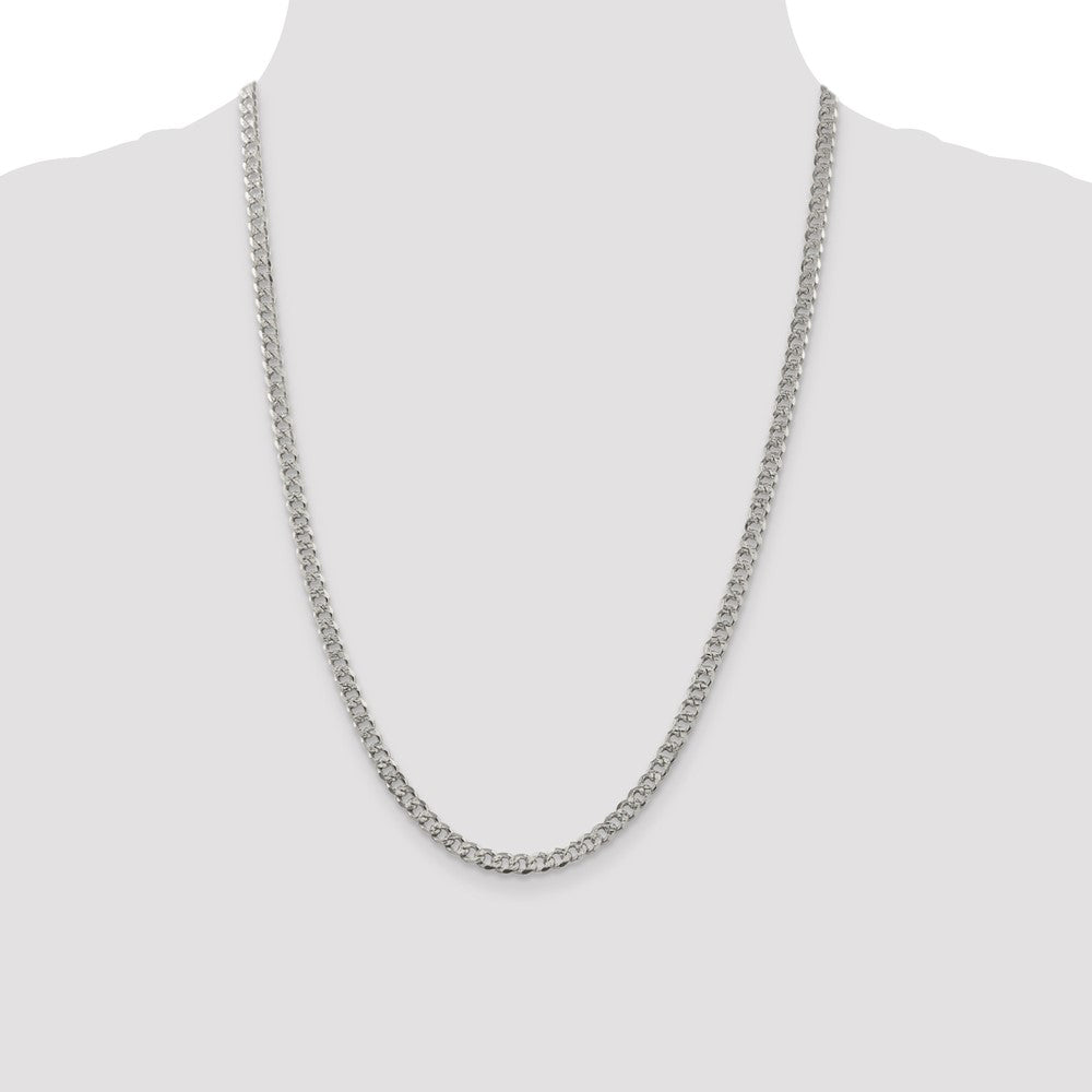 Sterling Silver 4.5mm Pav‚ Curb Chain Necklace
