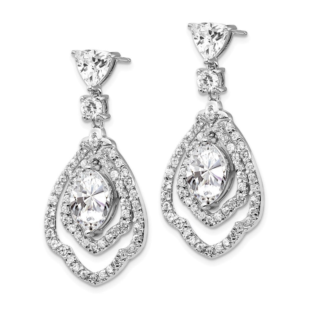 Sterling Silver Rhodium-plated CZ Fancy Dangle Earrings