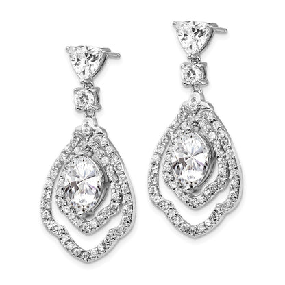 Sterling Silver Rhodium-plated CZ Fancy Dangle Earrings