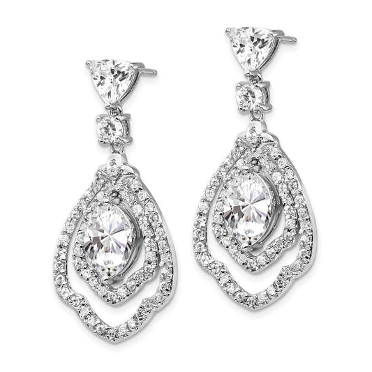 Sterling Silver Rhodium-plated CZ Fancy Dangle Earrings