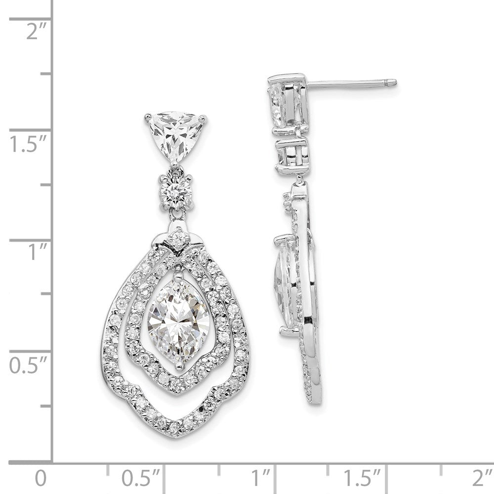 Sterling Silver Rhodium-plated CZ Fancy Dangle Earrings