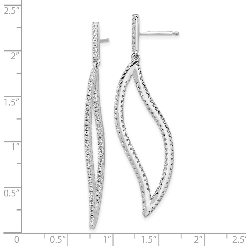 Sterling Silver Rhodium-plated CZ In and Out Geometric Dangle Earrings