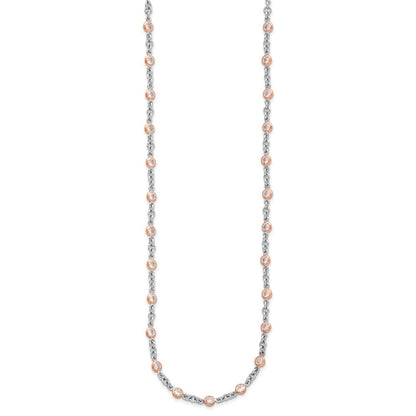 Sterling Silver Rose Gold-plated Accent CZ Bezel 42 Station Necklace 24"