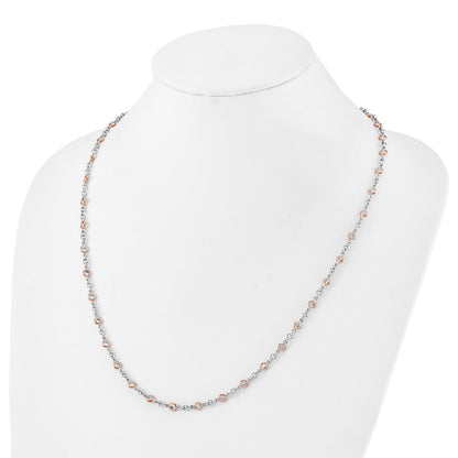 Sterling Silver Rose Gold-plated Accent CZ Bezel 42 Station Necklace 24"