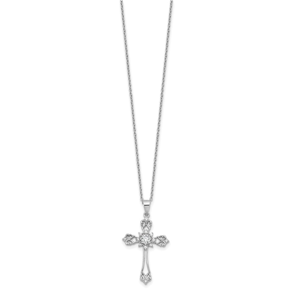 Sterling Silver Brilliant-cut Cubic Zirconia Cross Necklace 20"