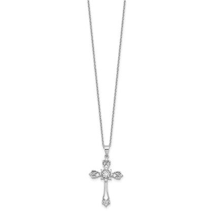 Sterling Silver Brilliant-cut Cubic Zirconia Cross Necklace 20"