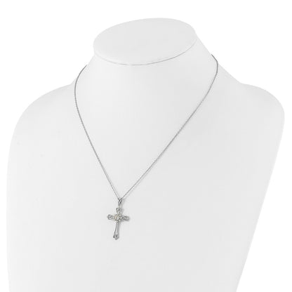 Sterling Silver Brilliant-cut Cubic Zirconia Cross Necklace 20"