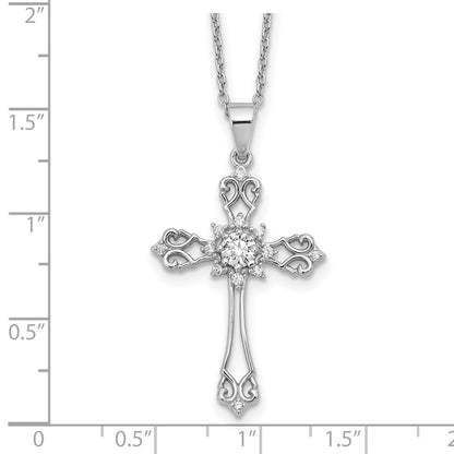 Sterling Silver Brilliant-cut Cubic Zirconia Cross Necklace 20"