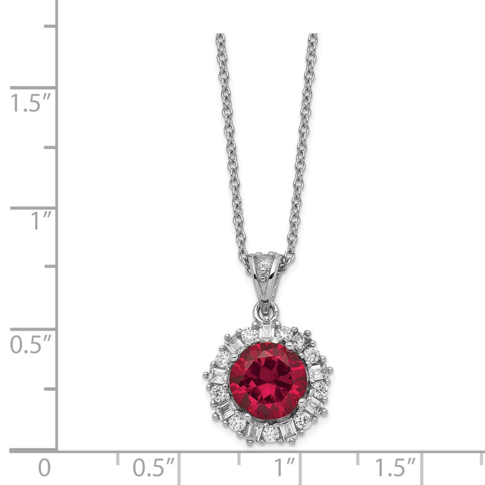 Sterling Silver Lab Created Ruby and White CZ Necklace 18"