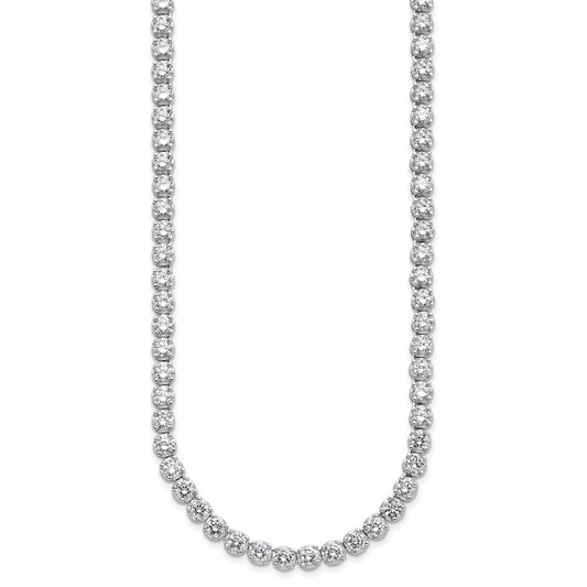 Sterling Silver Rhodium-plated Brilliant-cut Cubic Zirconia Pendan Necklace 18"